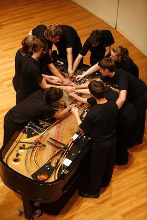 Photo of musicians performing composition by Stephen Scott.