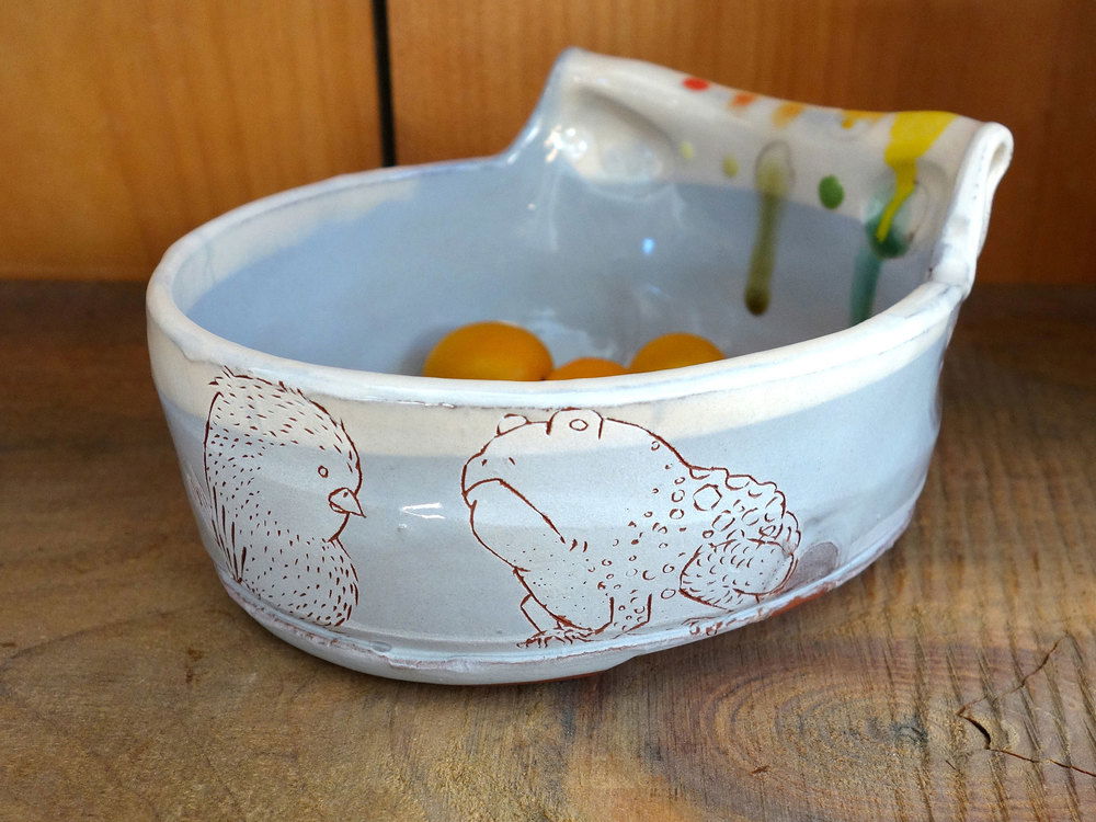 Bird and Toad Dish,
Earthenware, 2015