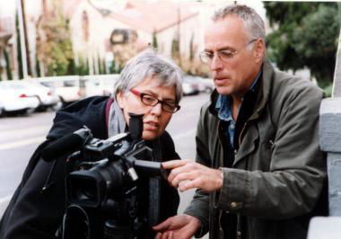 Photo of Lourdes Portillo with cinamatographer Kyle Kibbe.