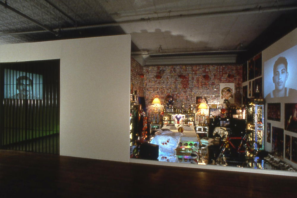 Badge of Honor, video and installation, 1,500 square feet, side view of both rooms adjacent to each other, 1995.